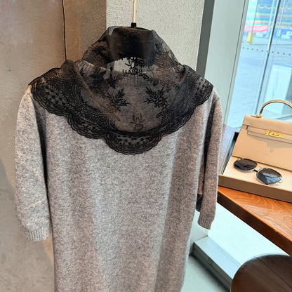 Scarvii - Floral Sheer Lace Triangle Scarf