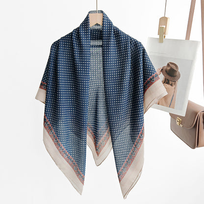 Scarvii - Diamond Pattern Stitched Edge Square Scarf