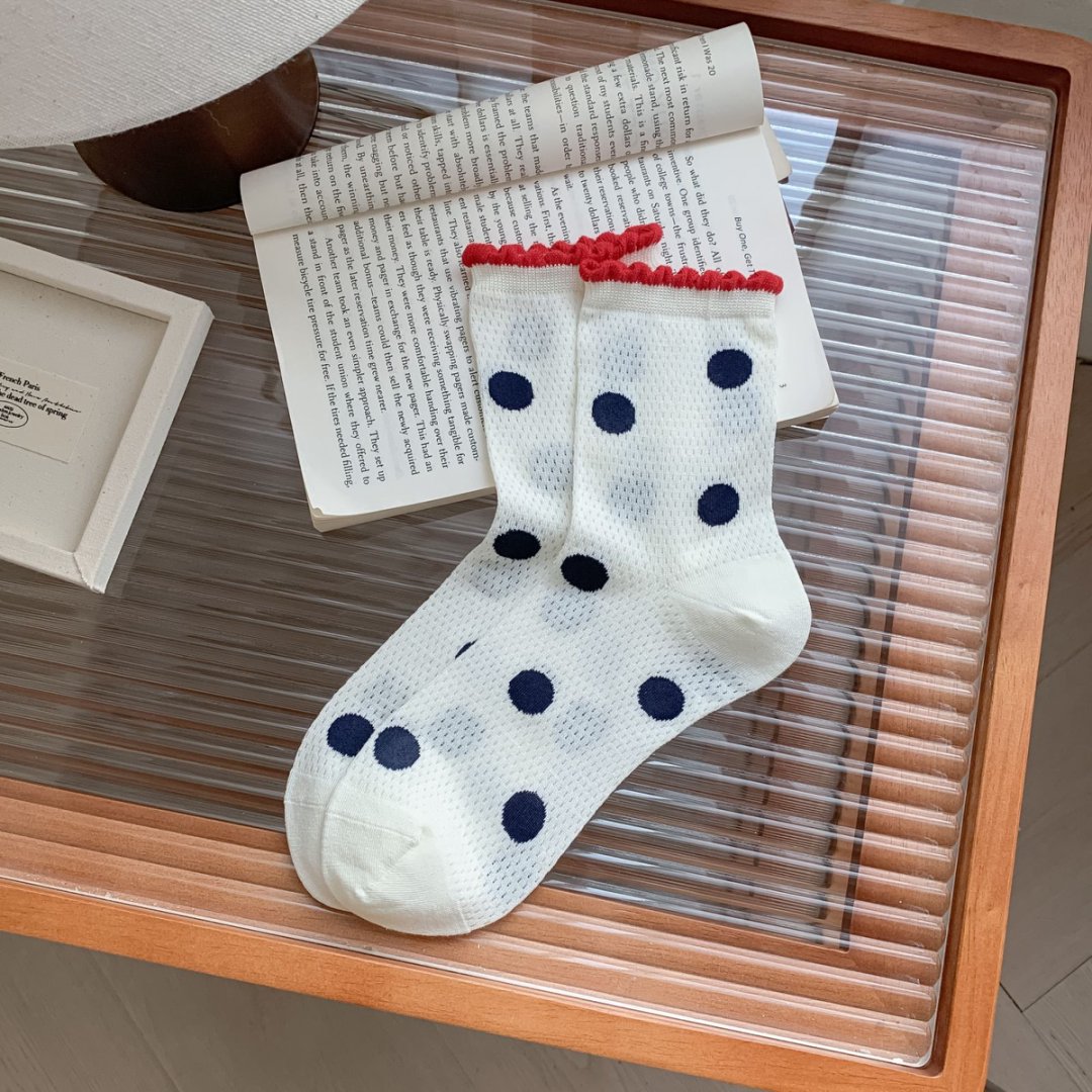 Rufia - Puppy Stripe Pattern All-Season Crew Socks