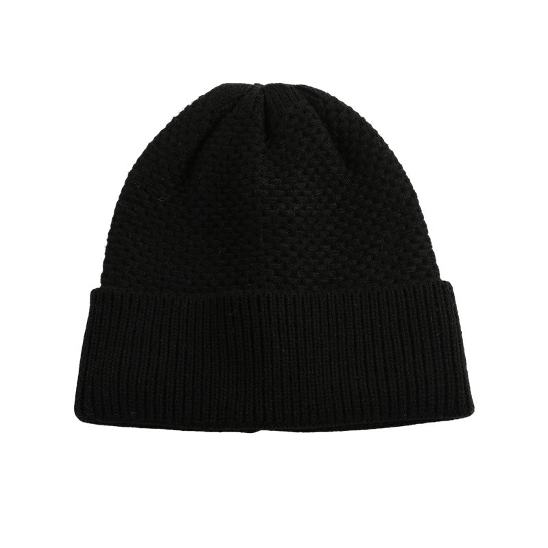 Black ribbed cuff knit beanie product view
