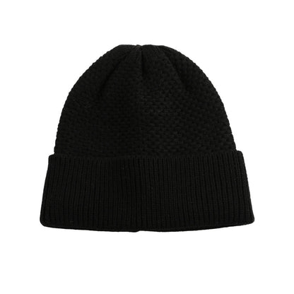 Black ribbed cuff knit beanie product view