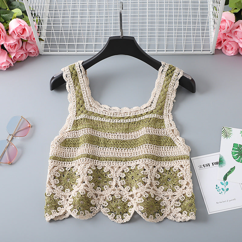 Vintage Floral Crochet Hollow-Out Vest Top