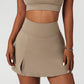 Stepo - High-Waist Slit Mini Tennis Skirt