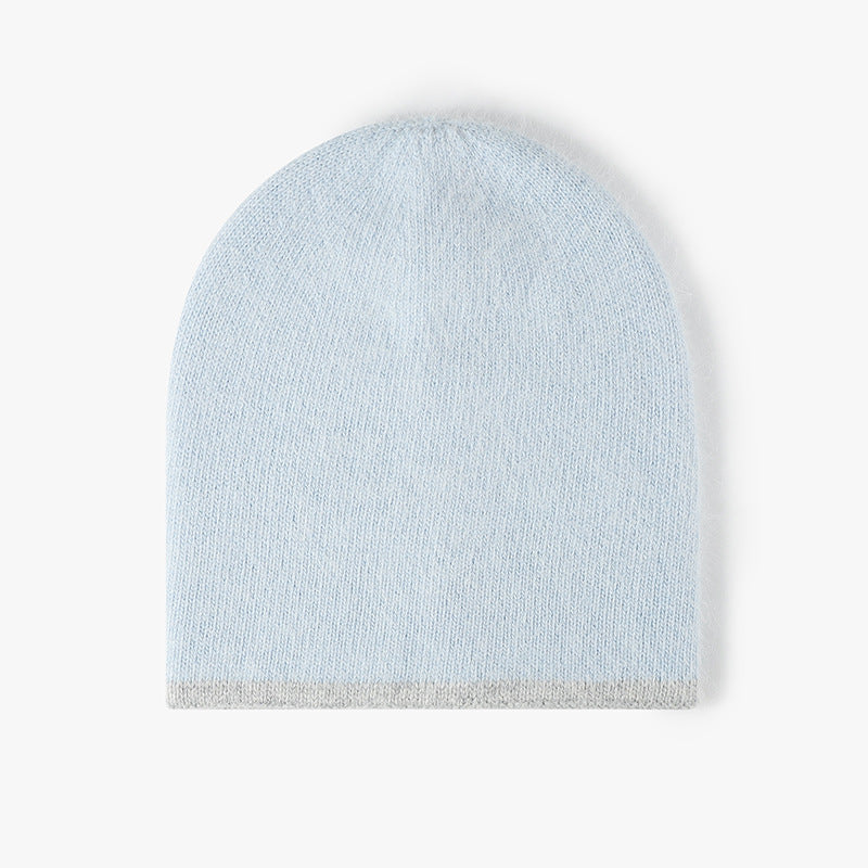 Light Blue reversible contrast-edge knit beanie product view