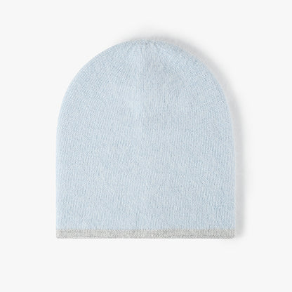 Light Blue reversible contrast-edge knit beanie product view