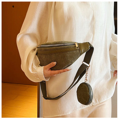 Cosbai - Corduroy Texture Waist Coin Purse