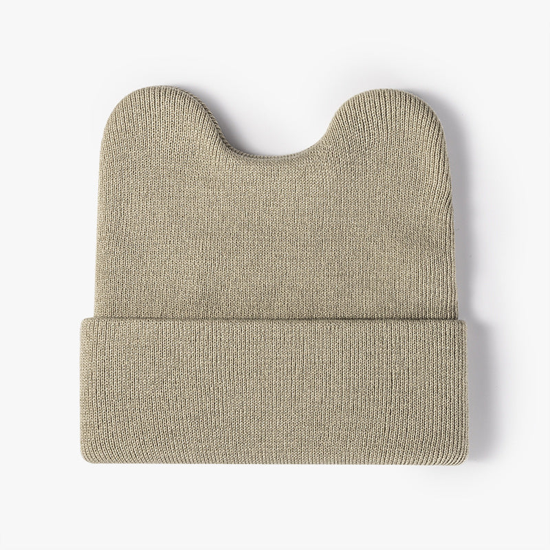 Silver rounded ear cuffed knit beanie product view