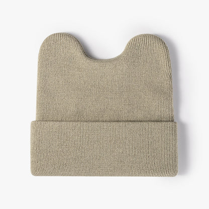 Silver rounded ear cuffed knit beanie product view