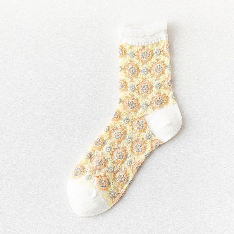 Rufia - Vintage Floral Sheer Socks