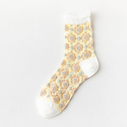 Rufia - Vintage Floral Sheer Socks