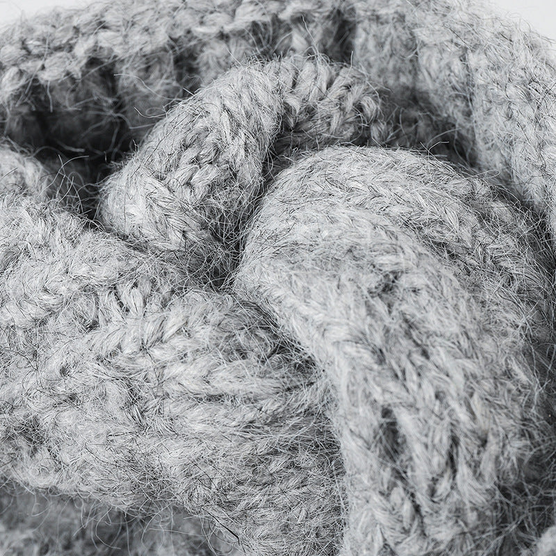 White cable-knit wool-blend cuffed beanie product view