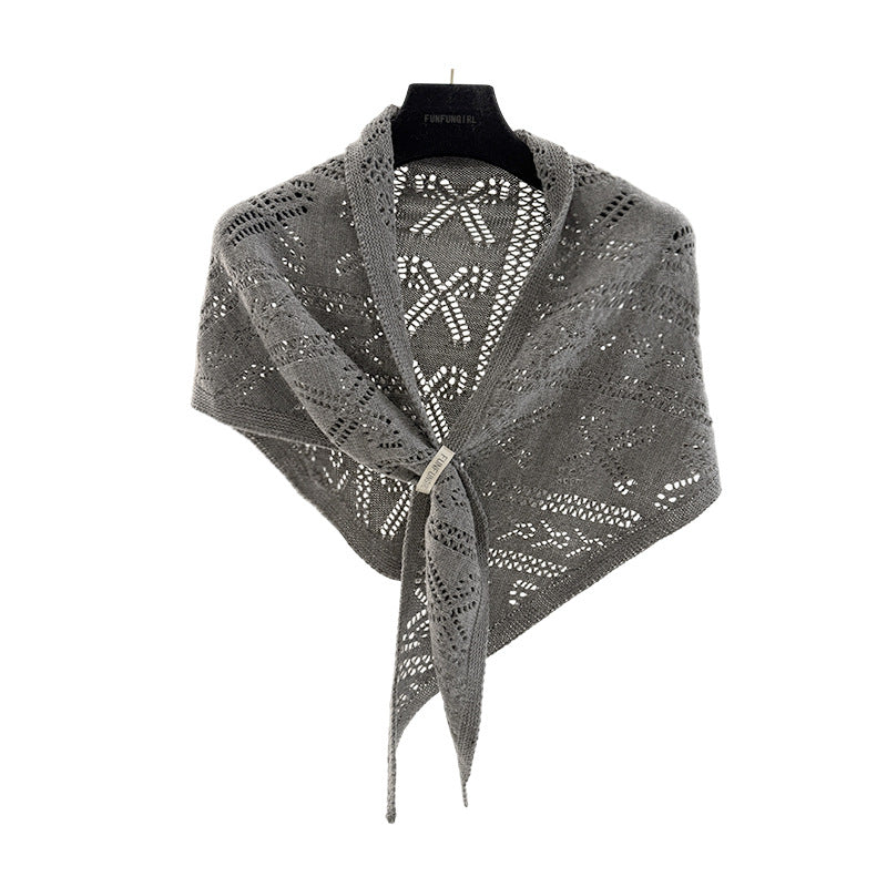 Scarvii - Bow-Like Geometric Openwork Knit Scarf