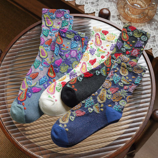 Rufia - 5 Pairs Bohemian Floral Women's Socks