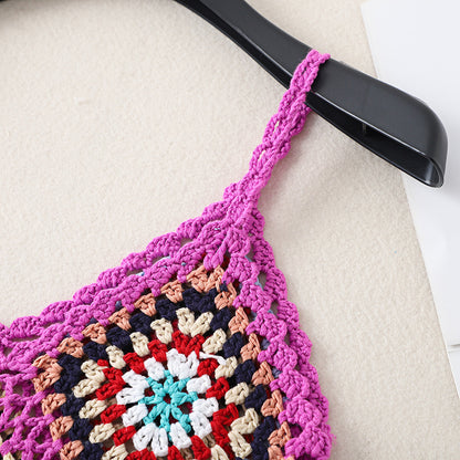 Crosa Bohemian Crochet Camisole Tank Top displayed on hanger