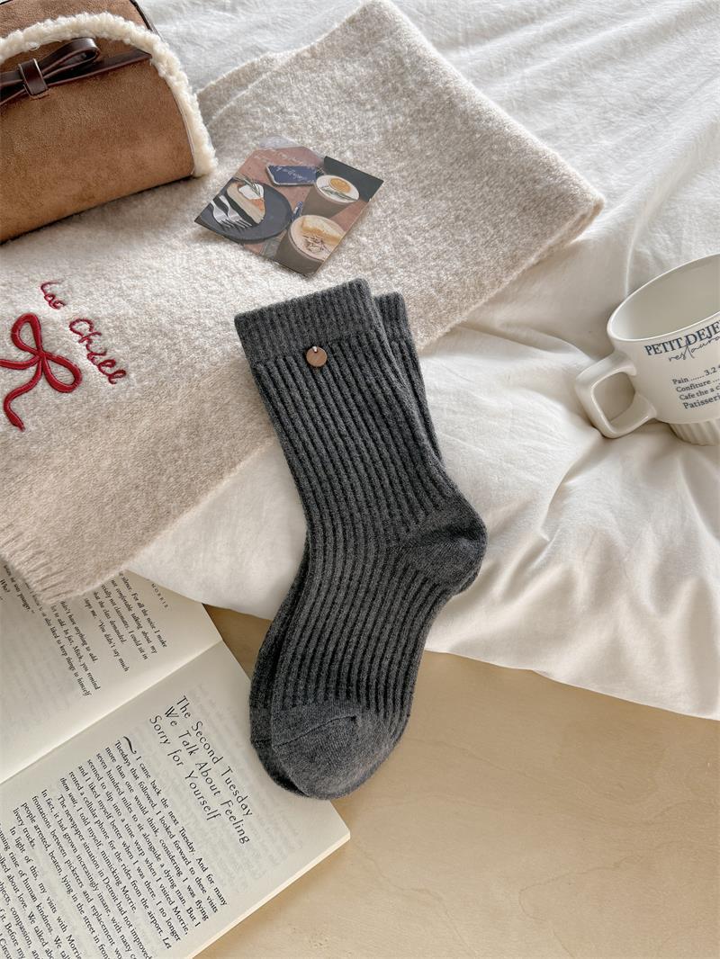 Product image for Rufia - Women's Winter Ribbed Crew Socks (Dark Gray)