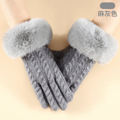 Gloving - Cable Knit Fuzzy-Cuff Gloves