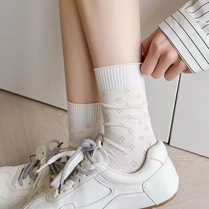Rufia - Lightweight Knit Floral Crew Socks