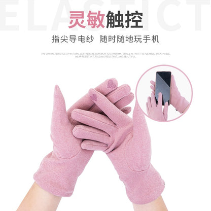 德绒手套女士薄款弹力触屏保暖防寒骑车可爱学生韩版冬季手套批发