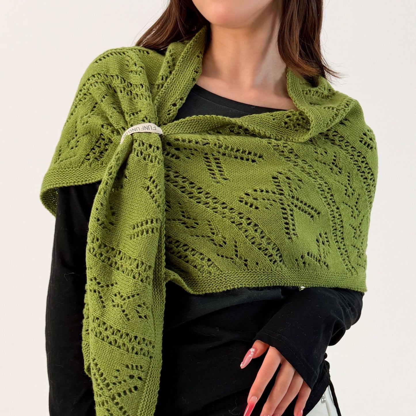 Scarvii - Bow-Like Geometric Openwork Knit Scarf