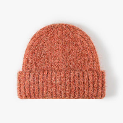 Orange Red heathered wool ribbed cuffed knit beanie product view