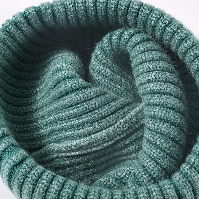 Navy heathered ribbed cuffed knit beanie product view