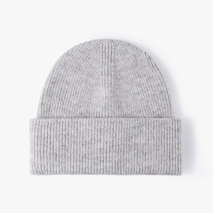 Light Gray wool knit double-cuff beanie product view