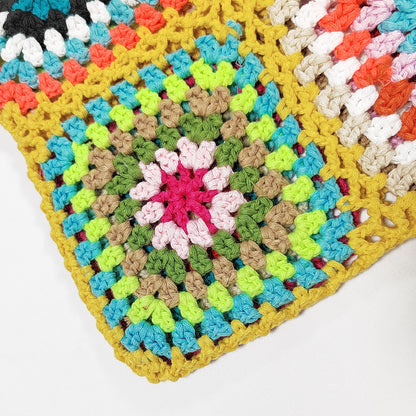 Bohemian Crocheted Color Block Tote Bag