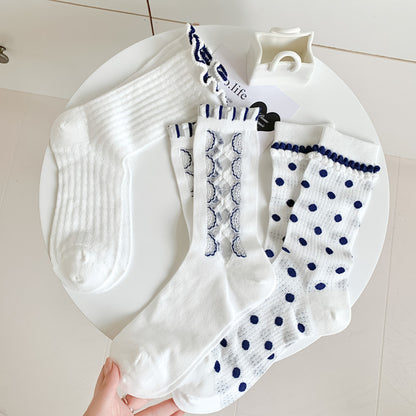 Rufia - Adorable White Rolled Edge Sheer Socks