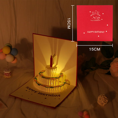 Cardoi - Birthday Cake Musical Light-Up 3D Pop-Up Greeting Card