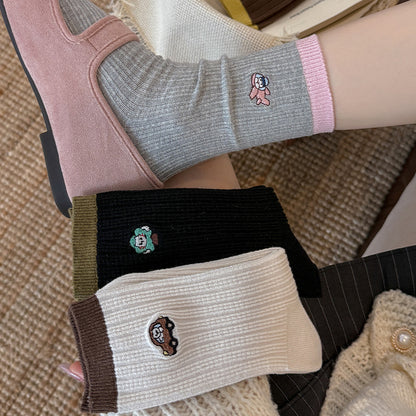 Rufia - Patterned Ribbed Crew Socks