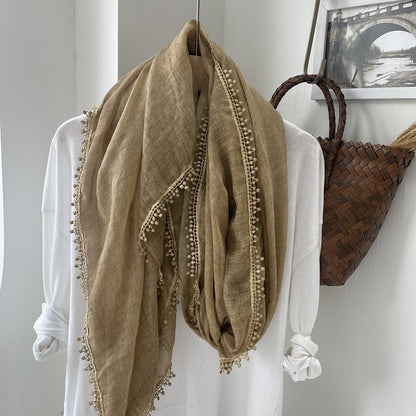 Scarvii light airy oversized solid fringe scarf image 9