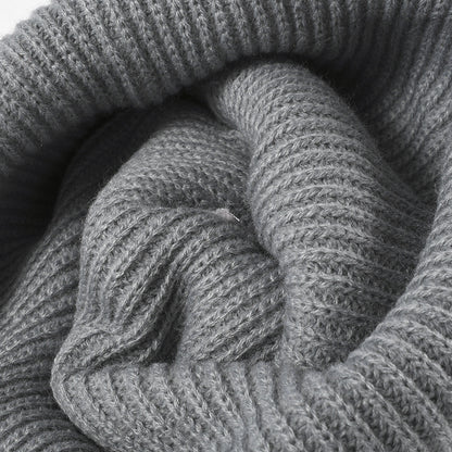 Black solid ribbed cuffed acrylic knit beanie product view