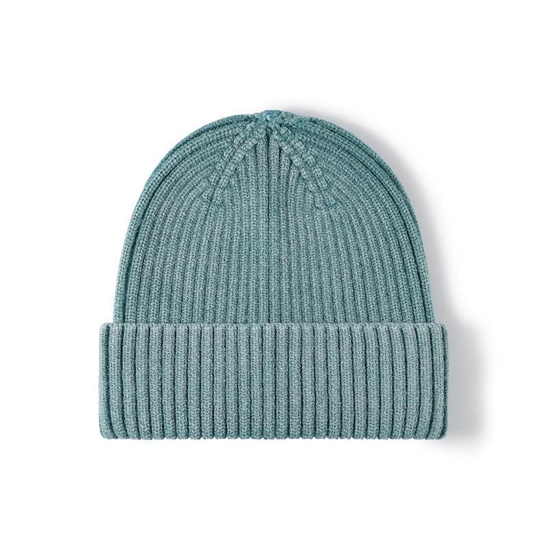 Navy heathered ribbed cuffed knit beanie product view