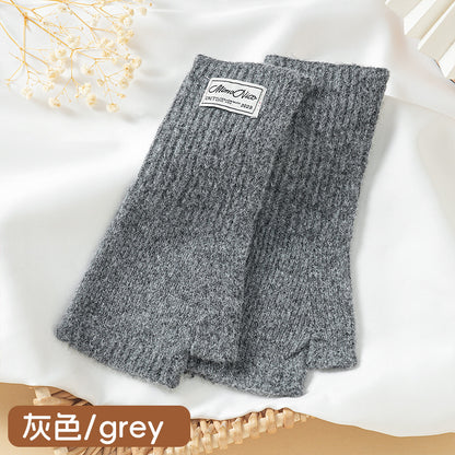 手套冬季女时尚保暖针织毛线分指露指头骑行写字办公手套源头厂家