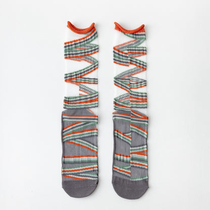 Rufia - Asymmetrical Pattern Sheer Socks