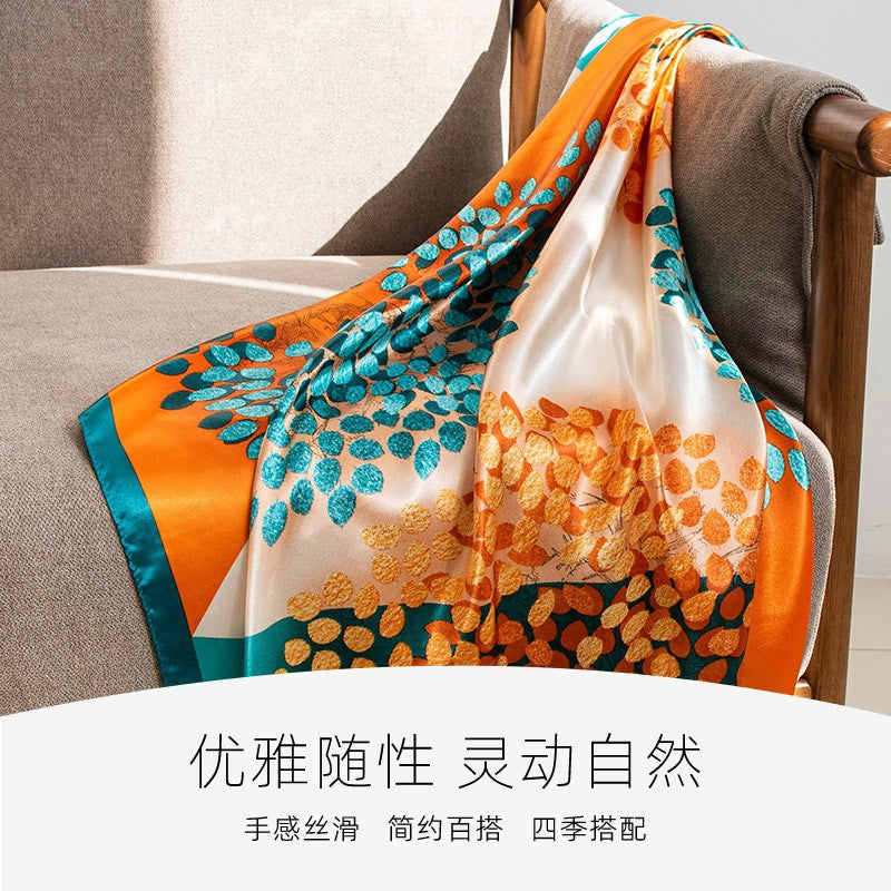 春季薄款仿真丝丝巾韩版气质文艺方巾高级感时尚领巾披肩直播批发