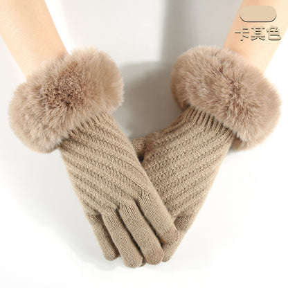 Gloving - Raised Diagonal-Knit Fuzzy-Cuff Gloves
