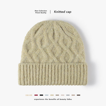 Red cable-knit cuffed beanie product view