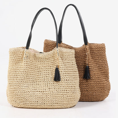 Cosbai - Large Capacity Vintage Straw Woven Bag