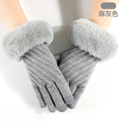 Gloving - Raised Diagonal-Knit Fuzzy-Cuff Gloves