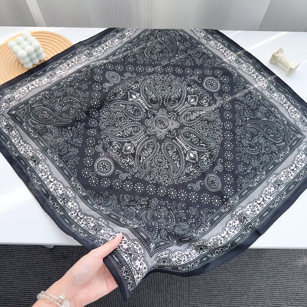 Scarvii - Paisley Floral Ornate Border Square Scarf