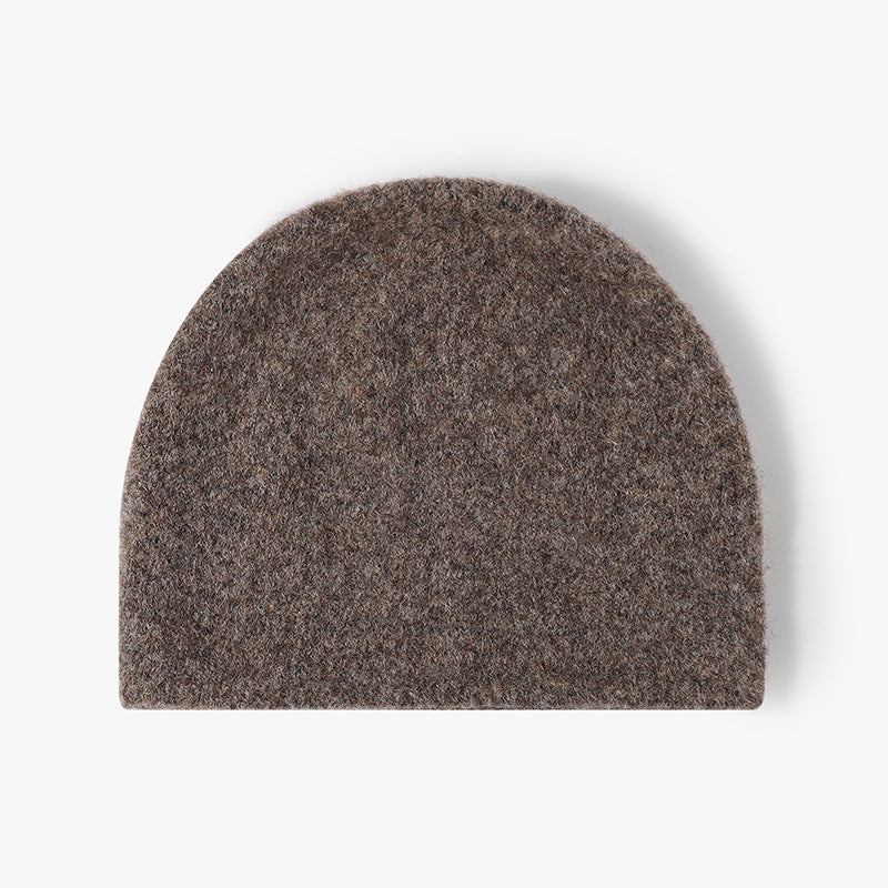 Dark Khaki brushed wool brimless knit beanie product view