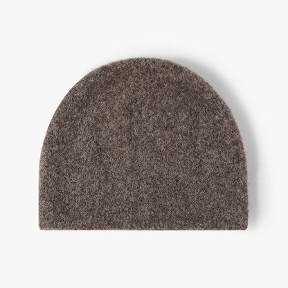 Dark Khaki brushed wool brimless knit beanie product view