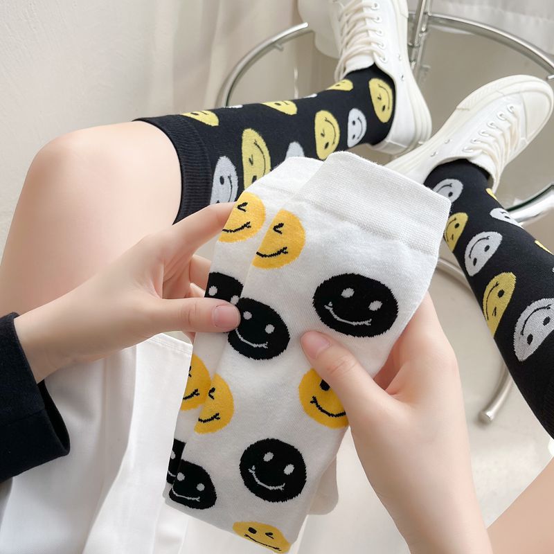 Rufia - Smiley Face and Heart Patterned Knee-High Socks