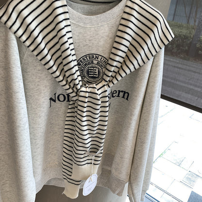 撞色百搭针织条纹坎肩小众混纺围巾护颈舒适小披肩高级感坎肩披肩