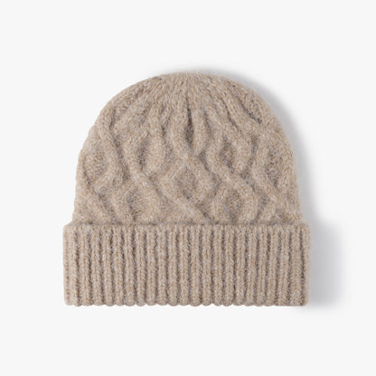 Dark Khaki cable-knit cuffed beanie product view