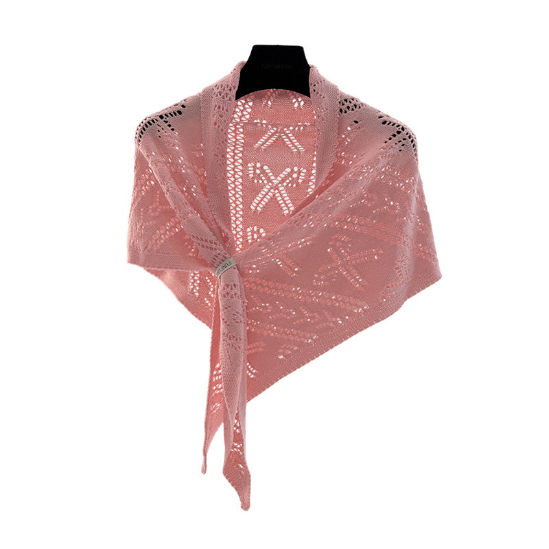 Scarvii - Bow-Like Geometric Openwork Knit Scarf