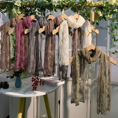 Scarvii - Embroidered Lace Shawl Scarf