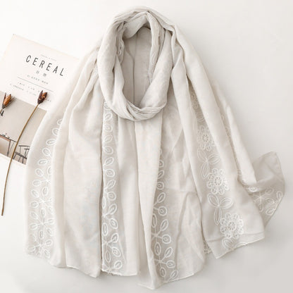 Light Gray floral vine lightweight wrap scarf product view