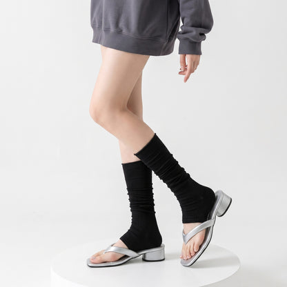 Product image for Rufia - Open-Toe Ribbed-Foot Stirrup Socks (Black)